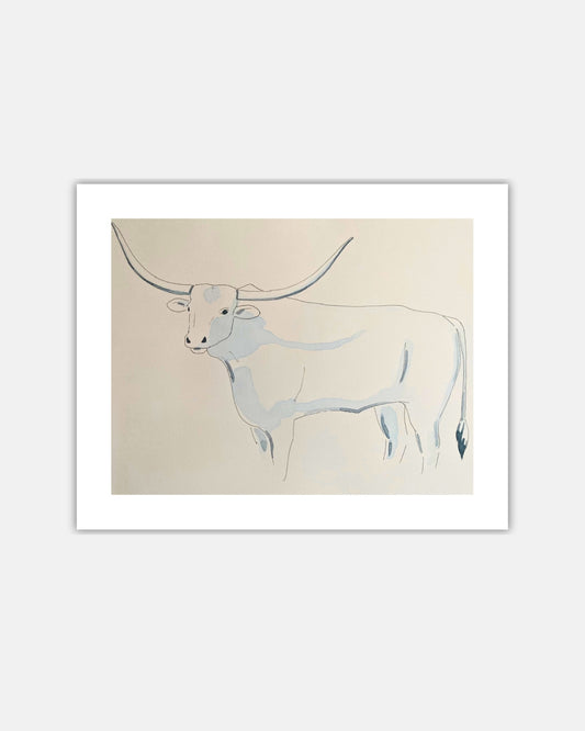 Minimal Watercolor Longhorn