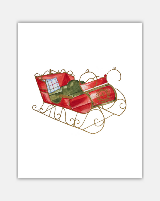 Plaid Series: Watercolor Santa's Sleigh