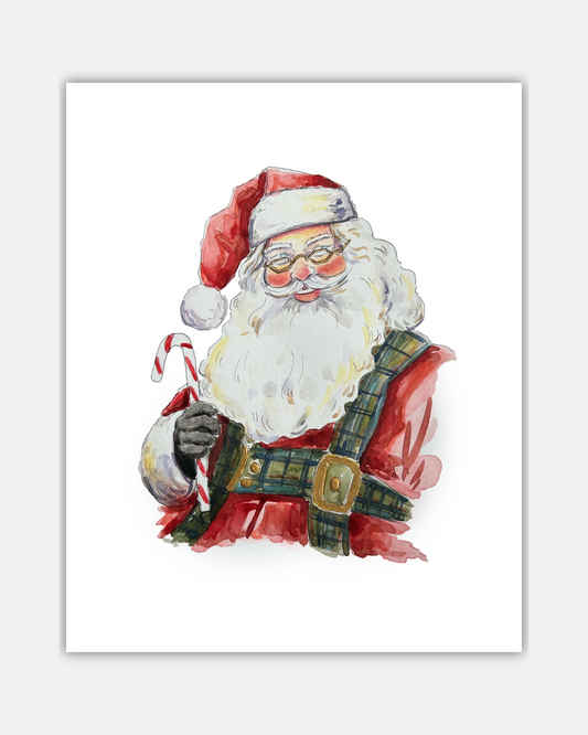 Plaid Series: Classic Watercolor Santa